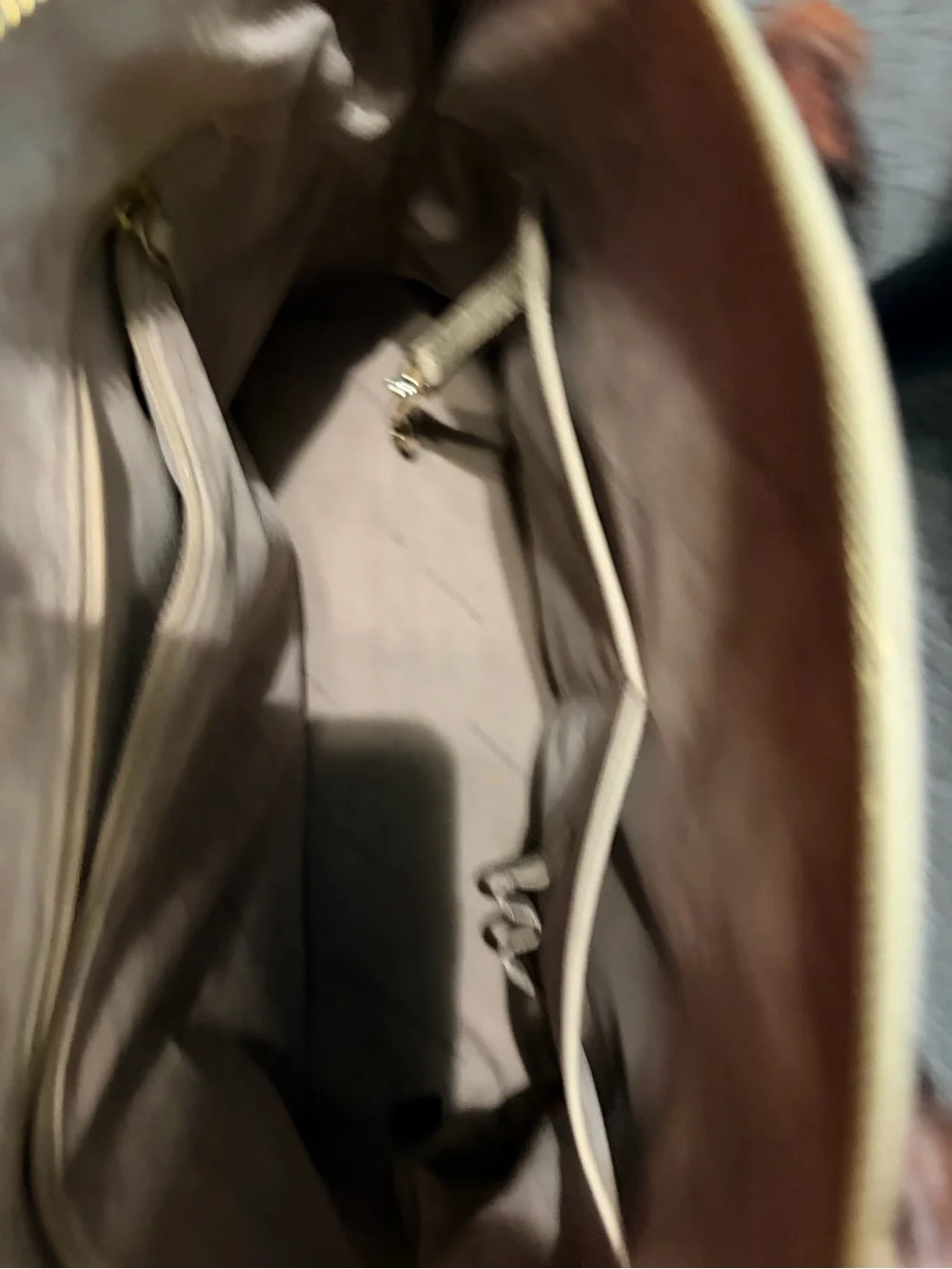 Brahmin Cream and Brown Croc-Trim Leather Satchel with Shoulder Strap